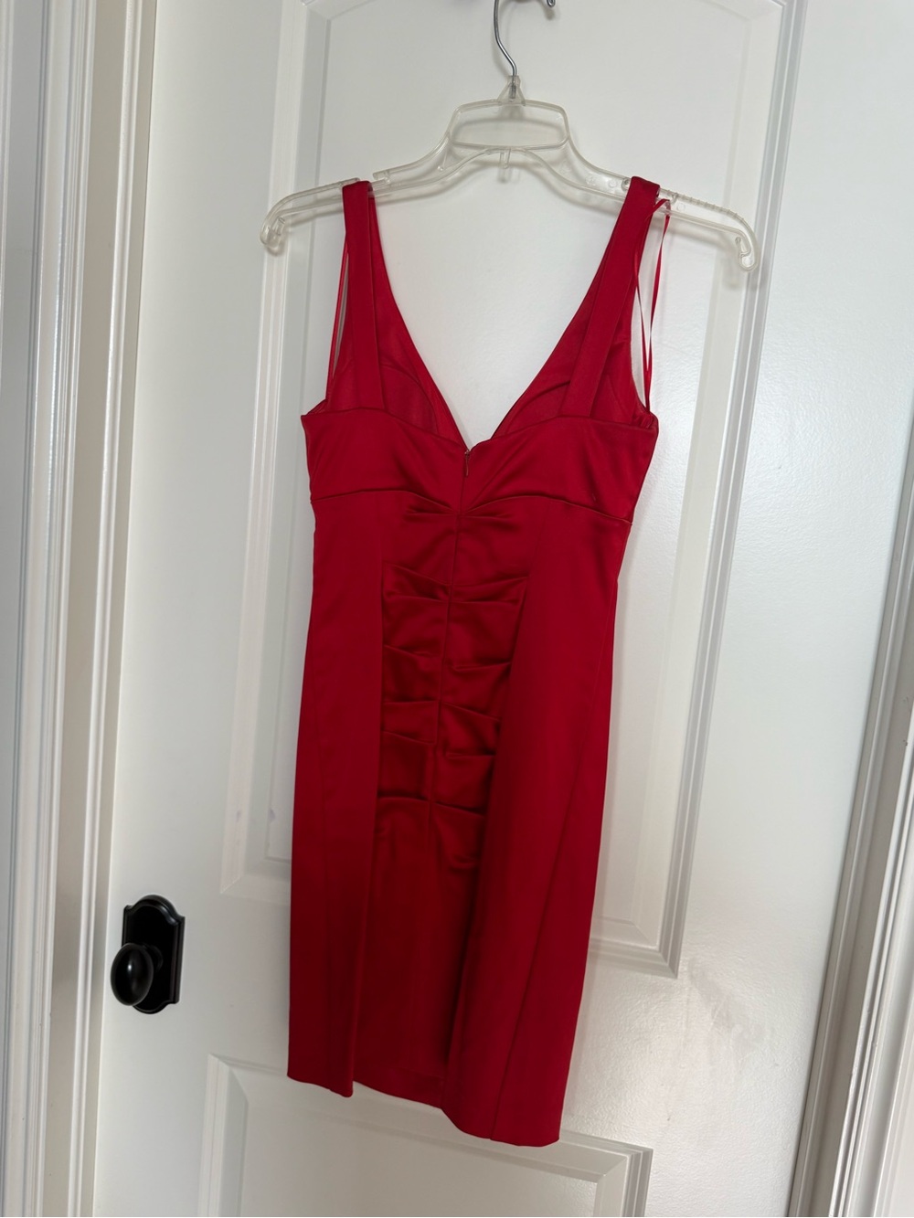 Cache Red V-Neck Ruched Mini Dress - Picture 2 of 3